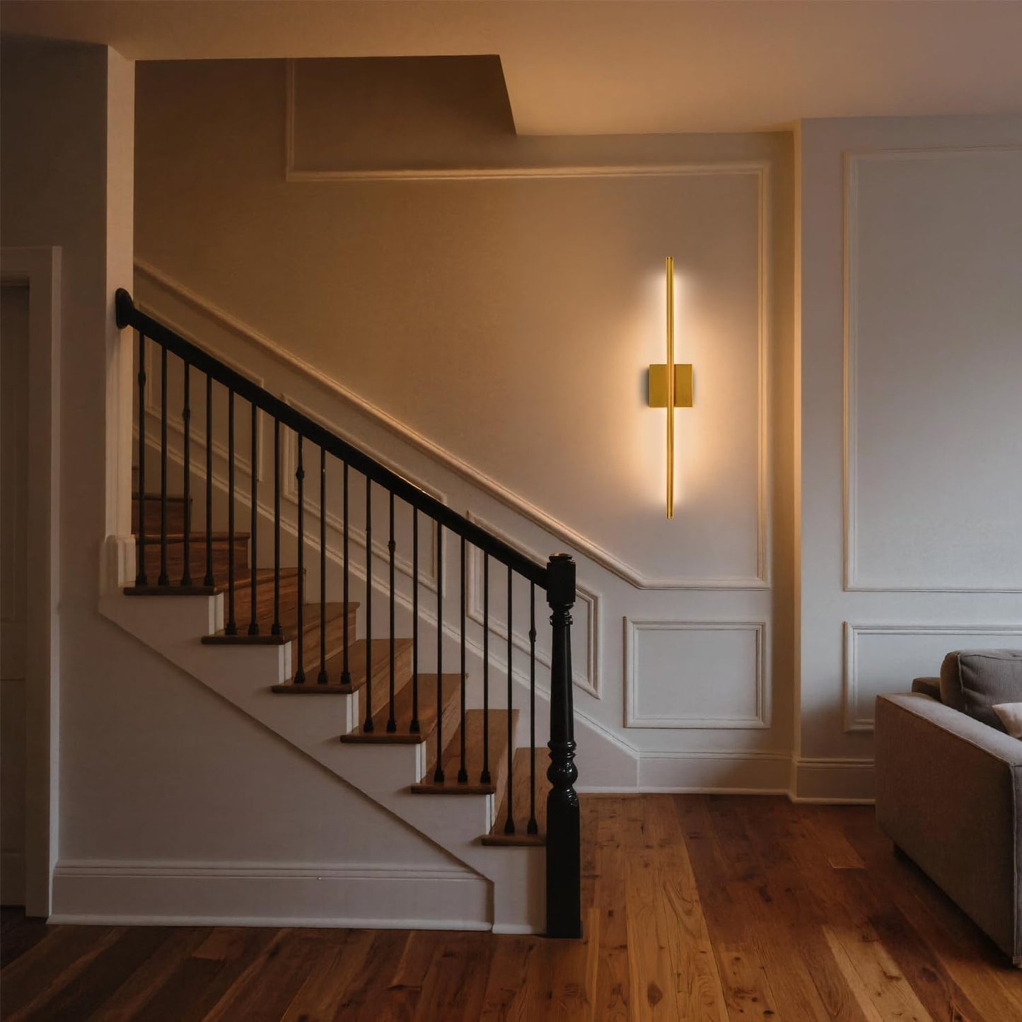 Rechargeable Wall Sconce Set of Two, Modern Wireless Brass Wall Sconces with Remote, 28.35Inch Dimmable Indoor Home