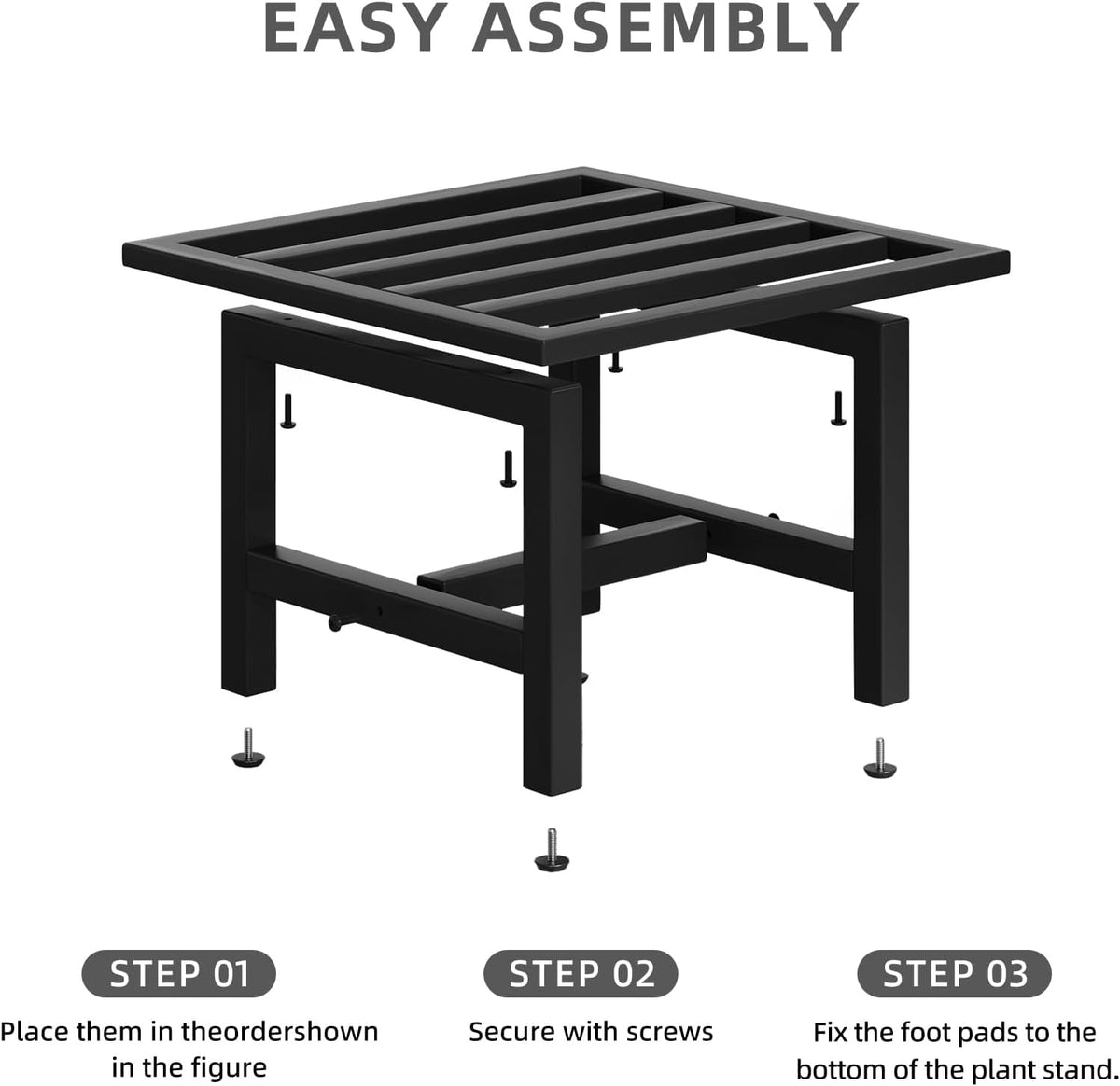 Heavy Duty Metal Plant Stand Outdoor, 330 lbs Wrought Iron Square Plant Stand Indoor, Rustproof Low Pedestal for Large