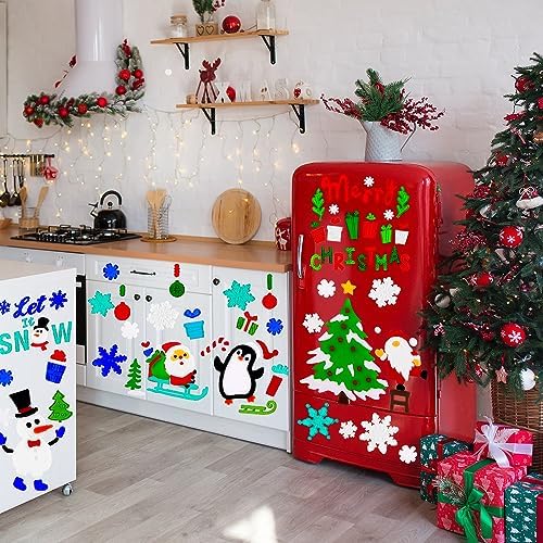XIMISHOP 6pcs Christmas Gel Window Clings Sticker for Xmas Window Decors
