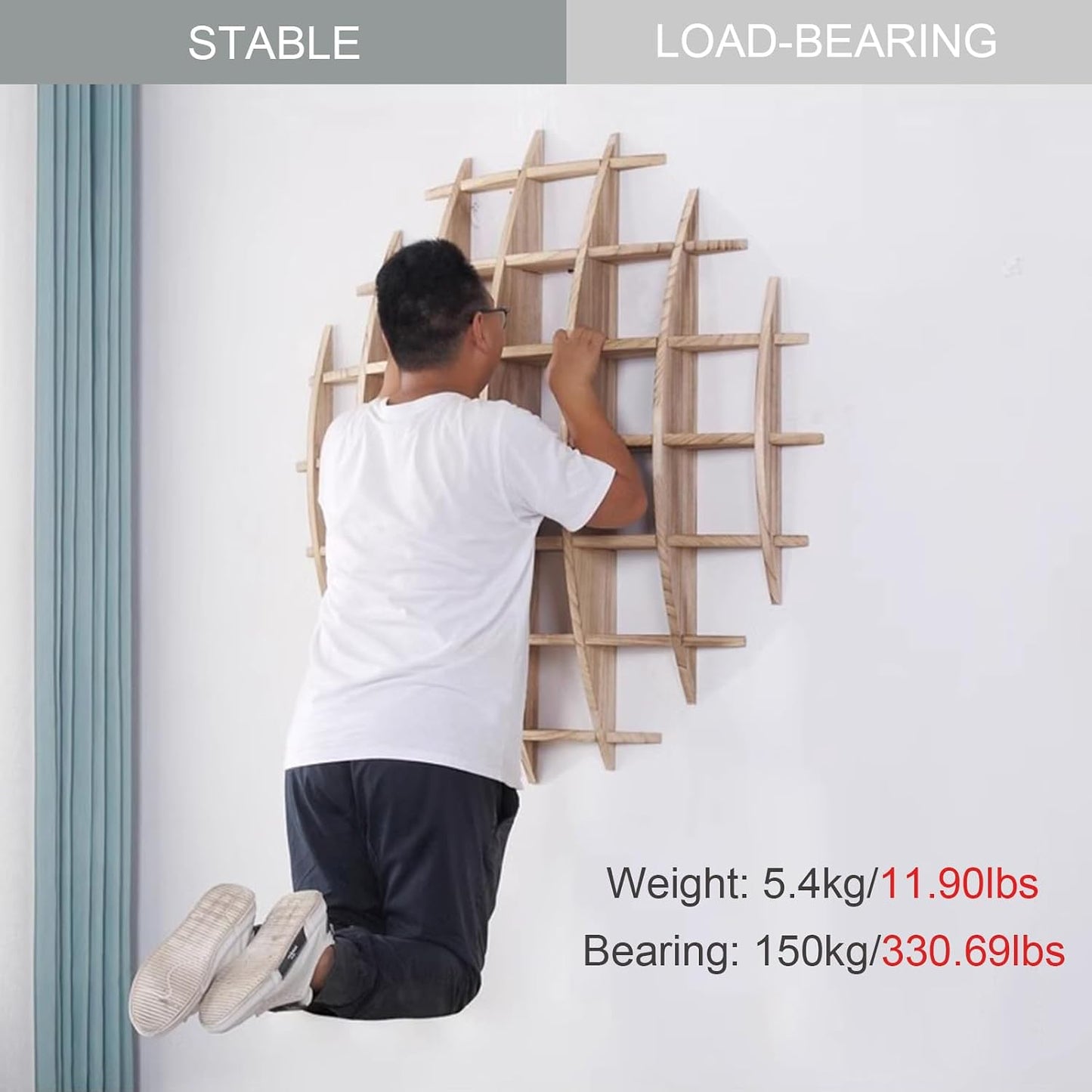 Solid Wood Chinese Tea Cup Holder, Wall Mounted Mug Display Shelf | Wall Decoration Teaware Shelf Storage Rack for