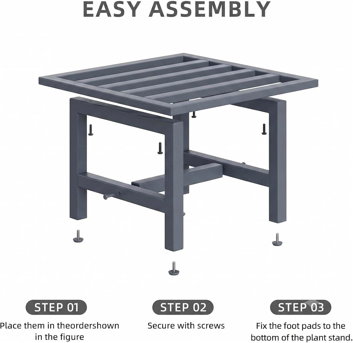 Heavy Duty Metal Plant Stand Outdoor, 330 lbs Wrought Iron Square Plant Stand Indoor, Rustproof Low Pedestal for Large