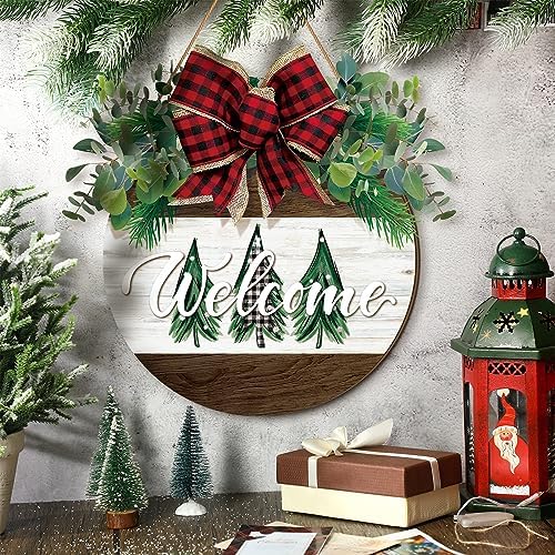 Boao Christmas Door Decorations Wooden Christmas Welcome Sign