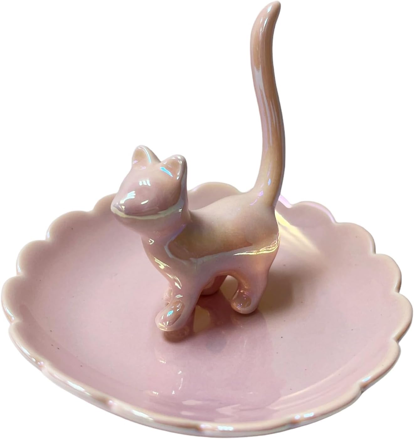 Cat Ring Holder Trinket Tray Ceramic Jewelry Dish Decorative Ring Holder/Trinket Tray / Pink