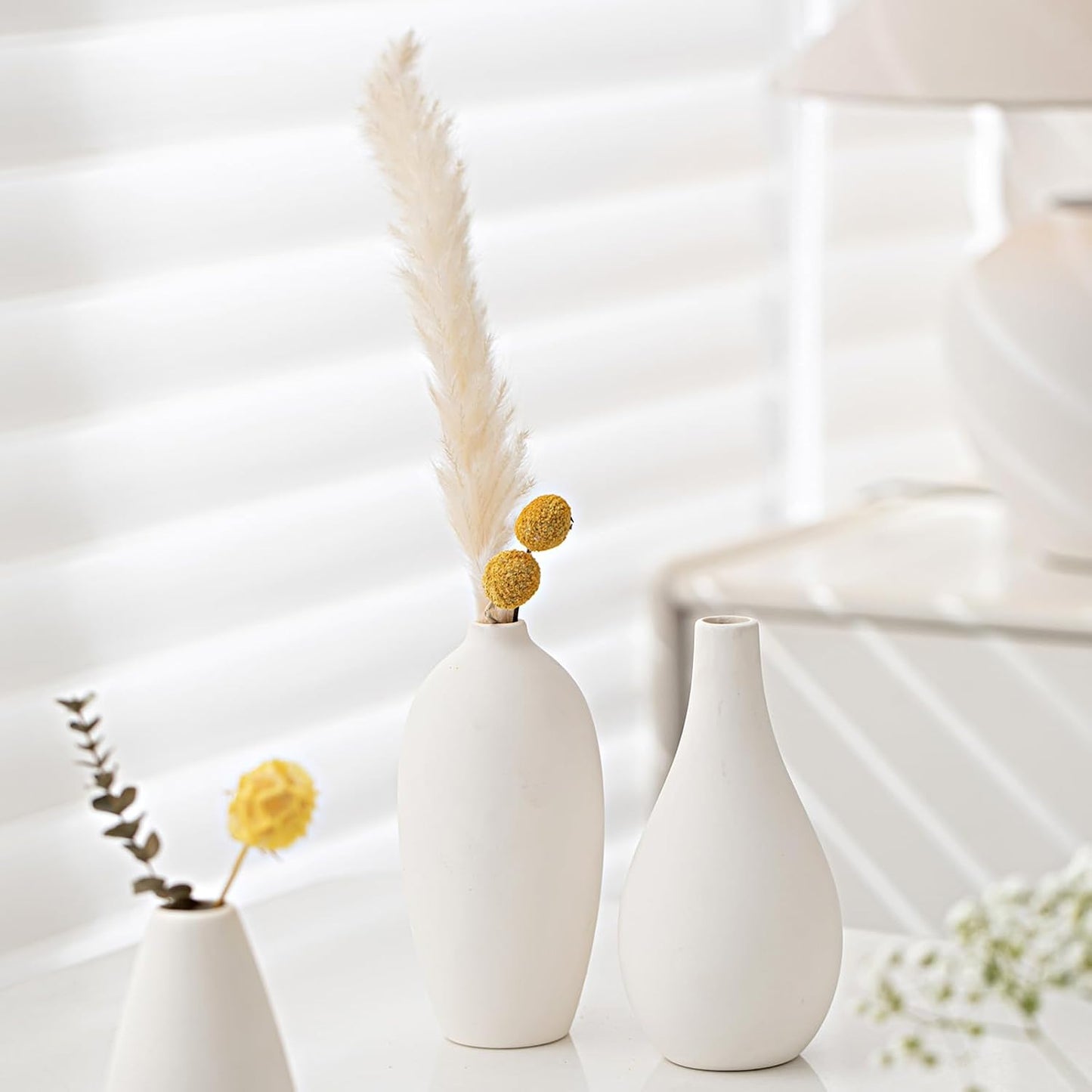 White Ceramic Vase / White-gh-12 / Set of 12