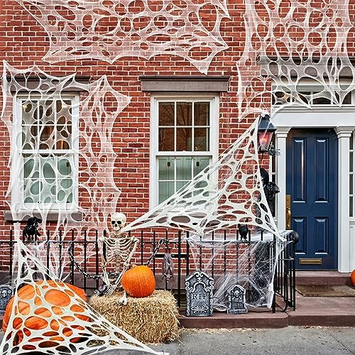DULEFUN Halloween Spider Web Decorations 13.5ft Giant Stretchy Beef Netting