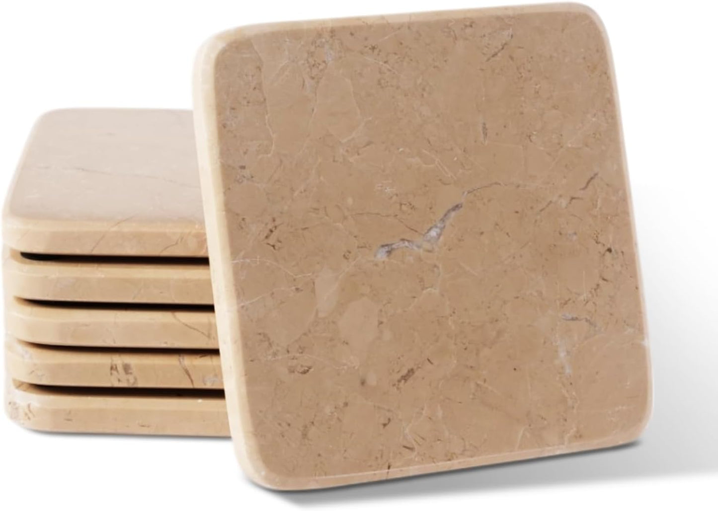 Holder / Natural Marble Coasters / Beige / Set of 6