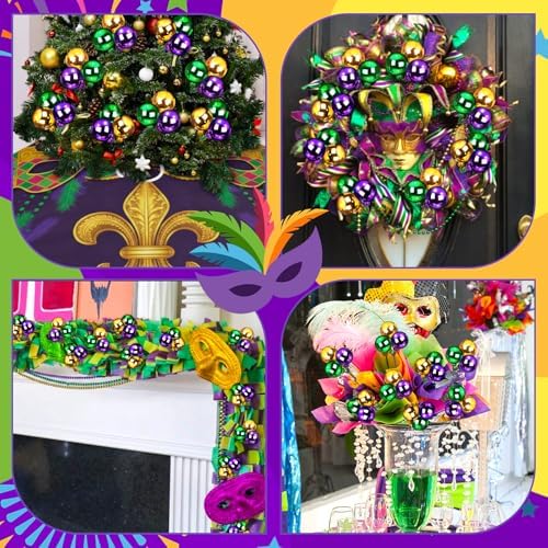 Syhood 12 Sets 7.9 Inch Mardi Gras Ball Picks and Sprays, Purple Green Gold