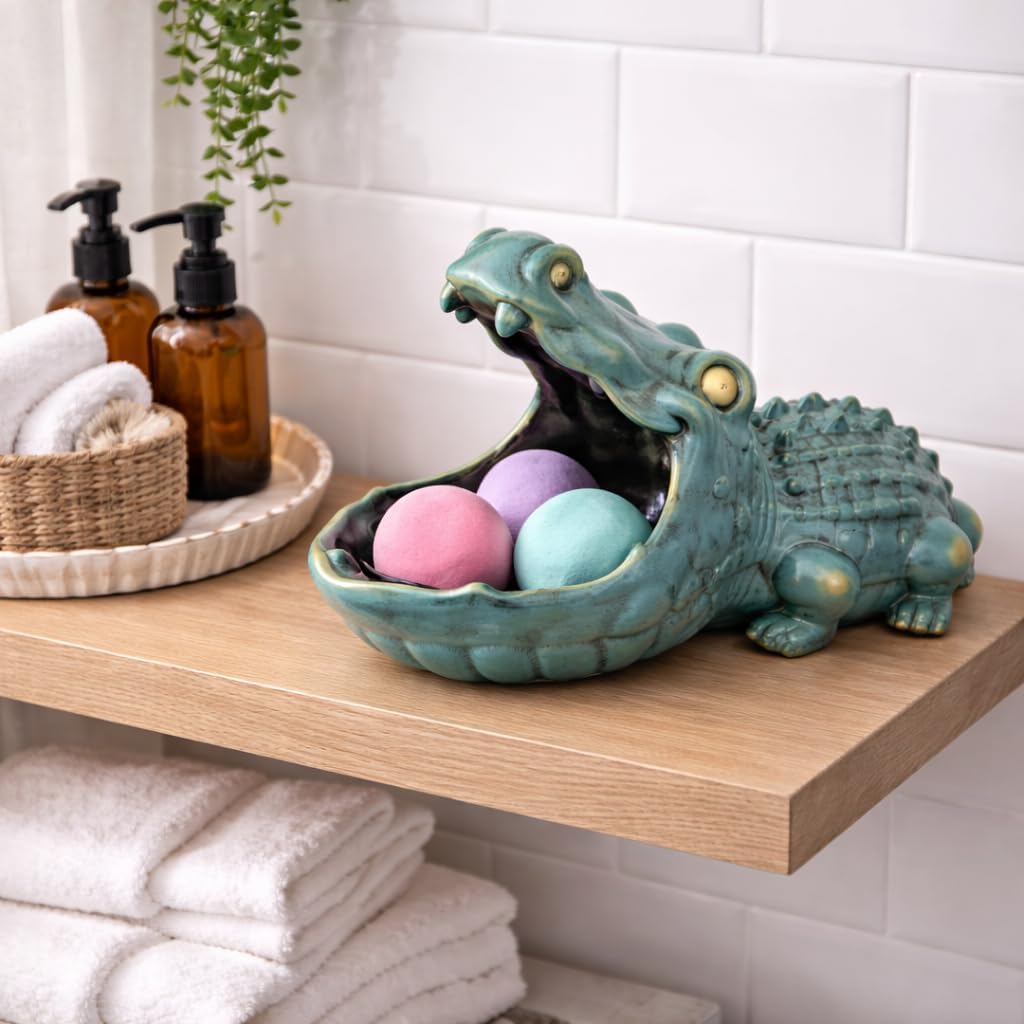 Alligator Statue Key Bowl / Green