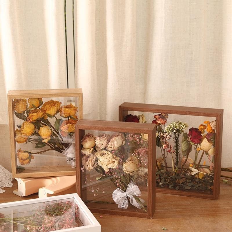Wooden Dried Flower Photo Frame Dried Flower Display Stand Decorative Floating / 8 x 12 / Brown