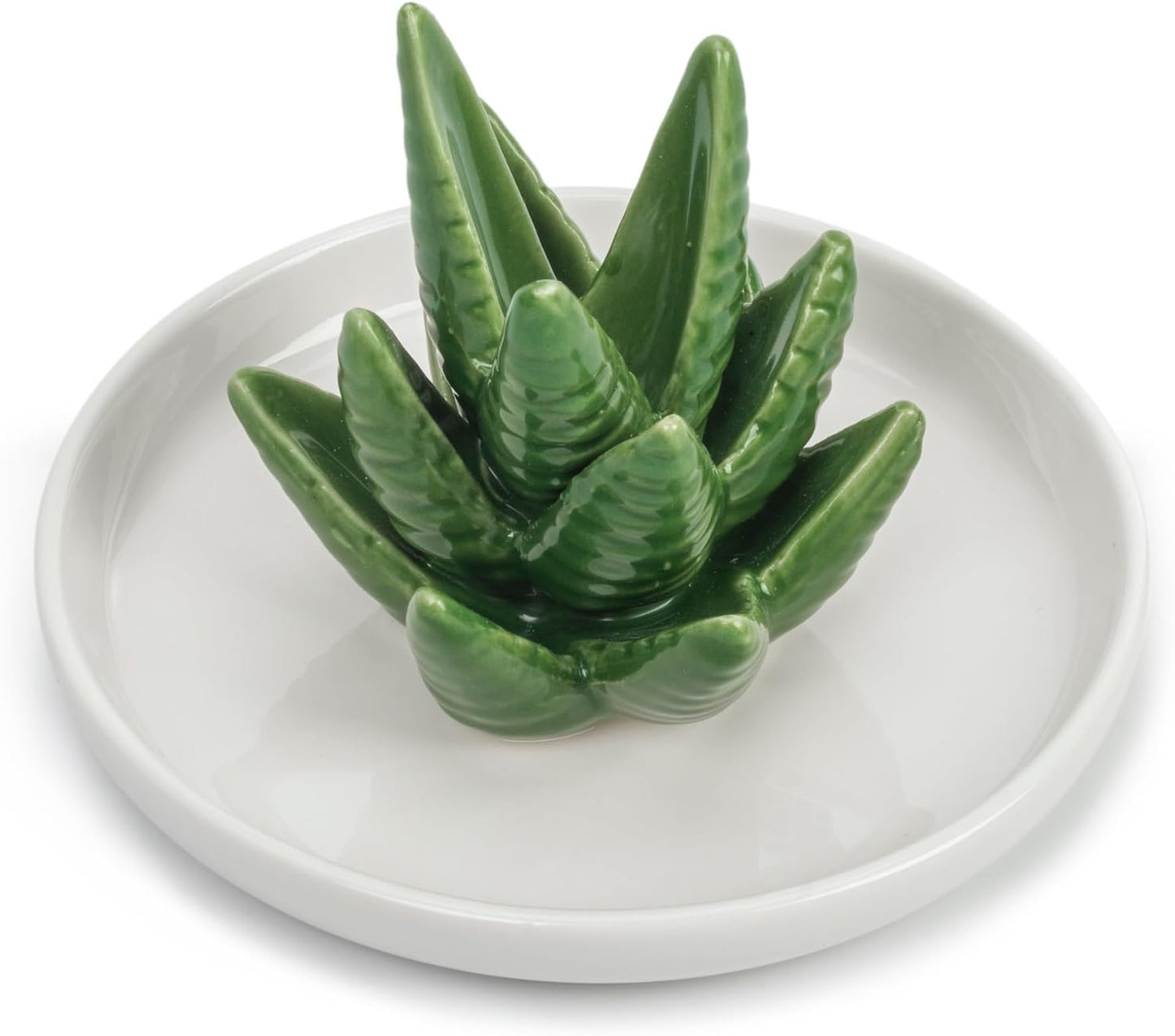 Ceramic Plant Decor Jewelry Dish Bracelet Earrings Necklace Tray for Birthday Gifts / Green
