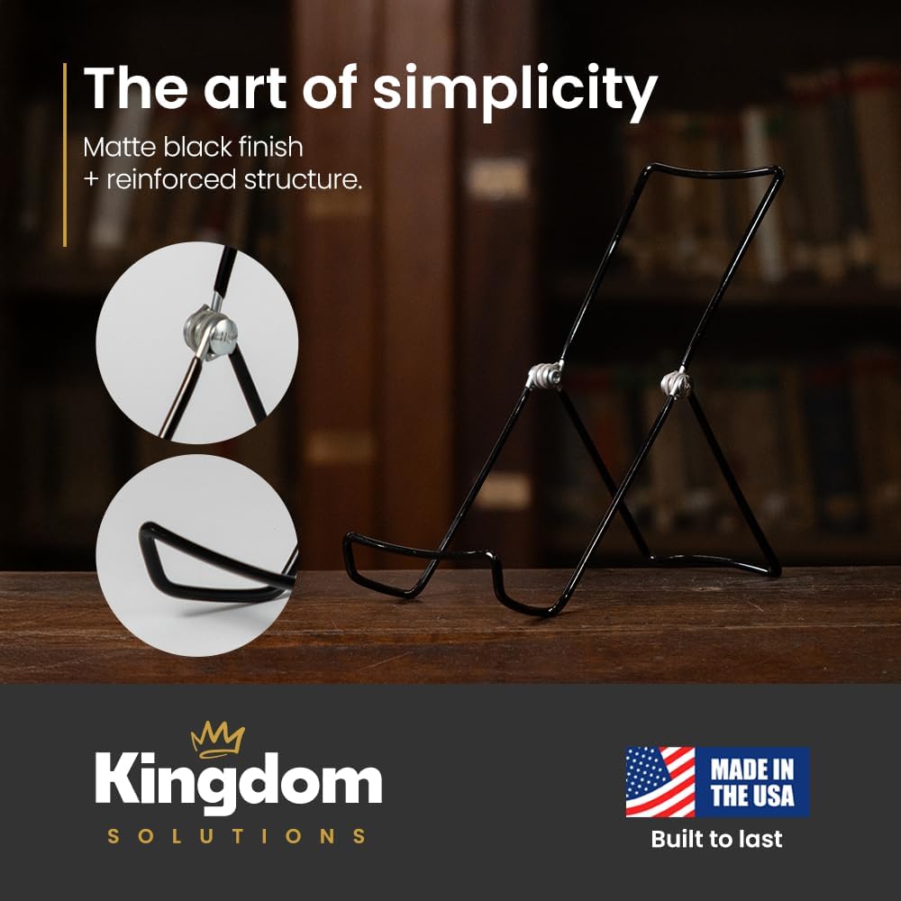 KINGDOM SOLUTIONS - 8.5" Black Metal Display Stand Made in USA - 36 Pack | Holds Plates, Pictures, Photos, Books
