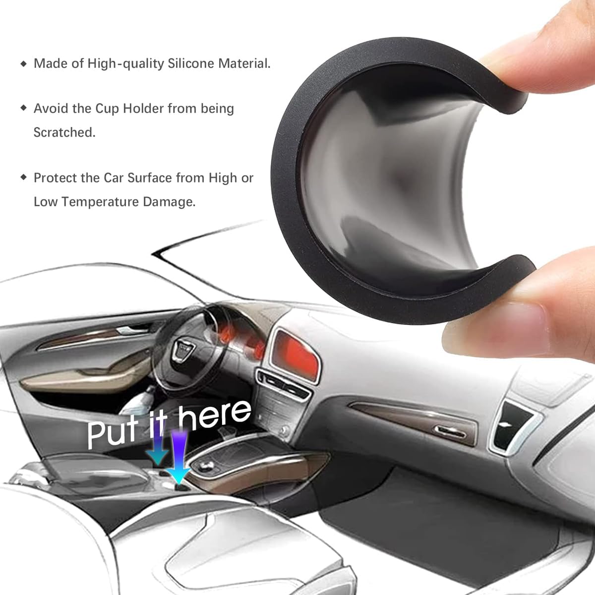 Auto Car Cup Holder Insert Coasters Silicone / B / 2.75 Inch / Set of 2
