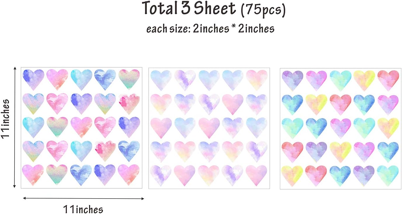 Wall Decals Watercolor Hearts Wall Stickers Heart Wall Decals for Girls Bedroom / Colorful Heart