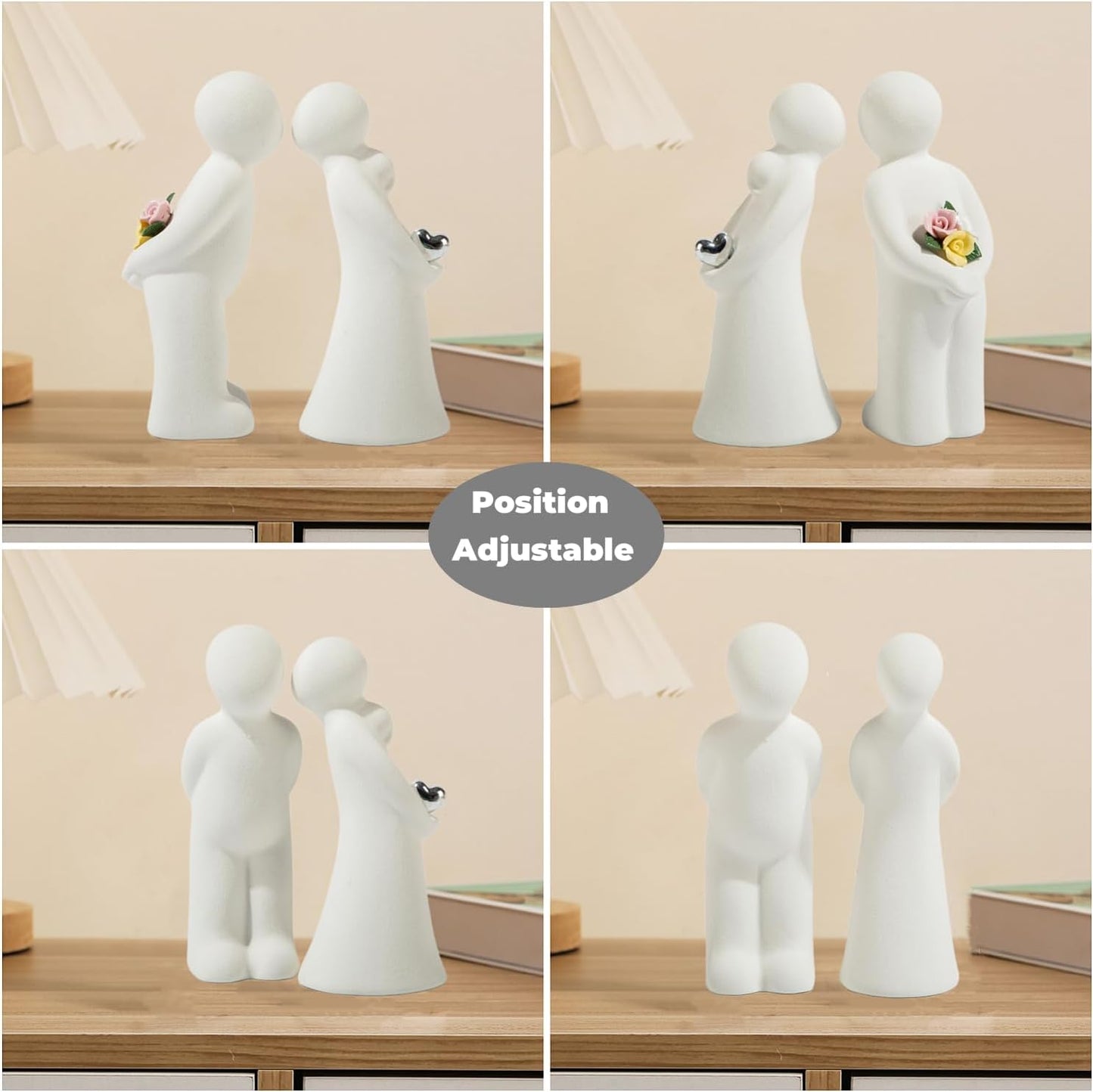 Ceramic Couple Statue / Modern Aesthetic Couple Sculpture Love Sign Figurines