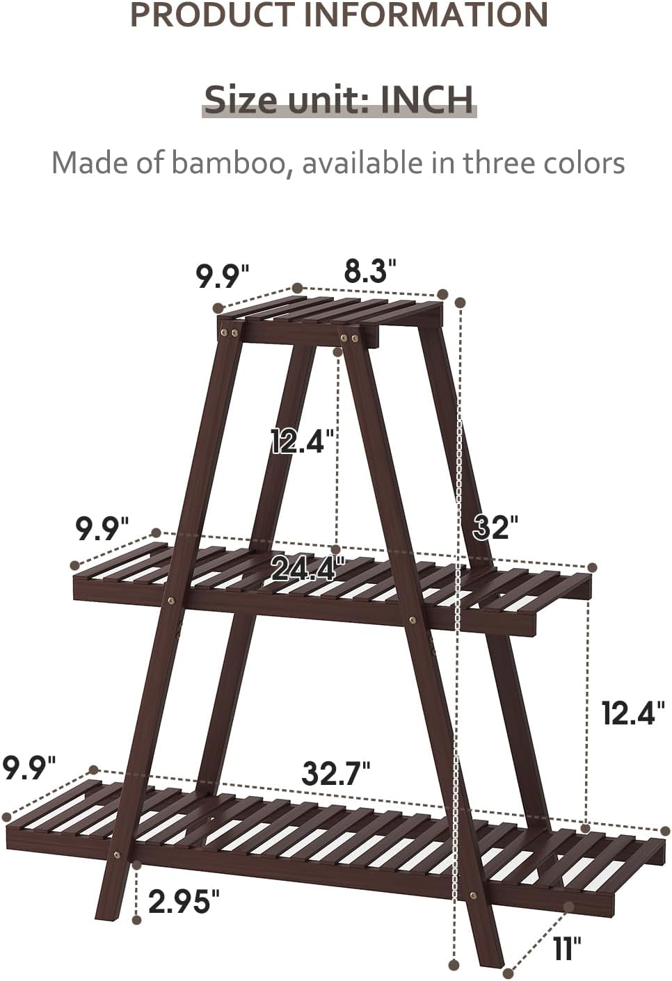 STDDRE Plant Stand For Indoor Outdoor Tiered Plant Shelf 3 Tier 8 Potted Bamboo Flower Holder Ladder Rack For Multiple