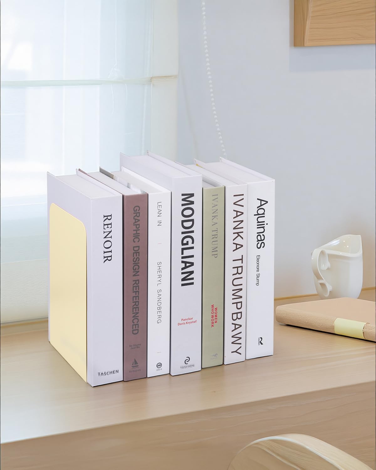 Metal Bookend Supports / Milky White / Set of 4