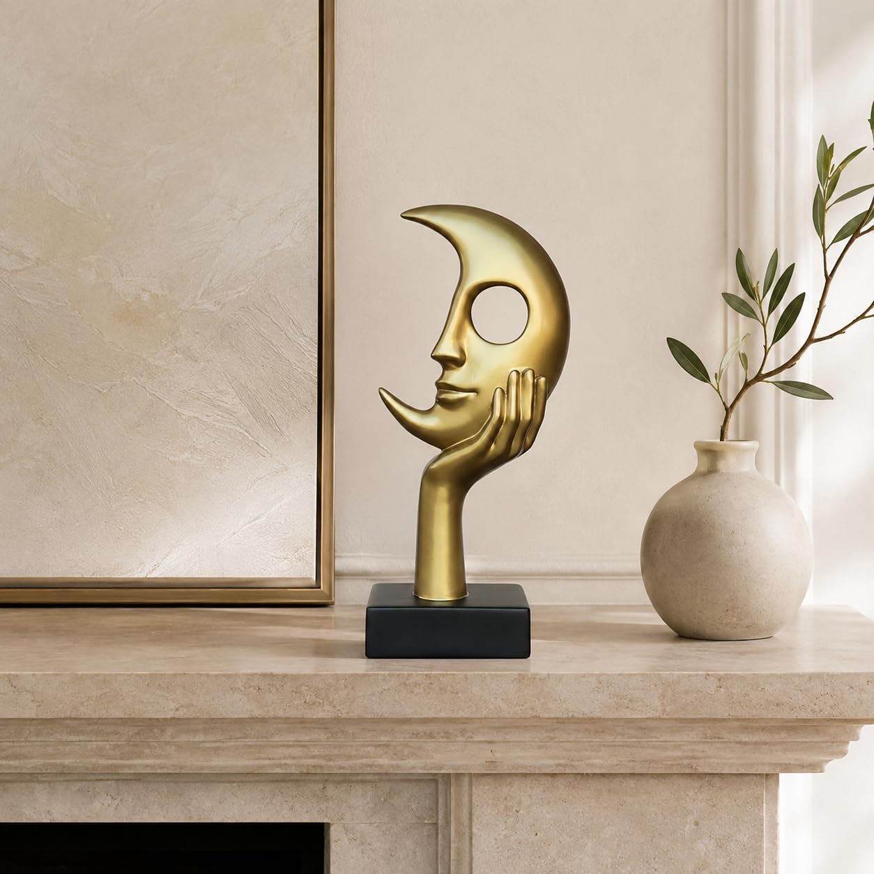 Thinker Statue / Modern Home Decor Ornament / Metallic Gold / Large