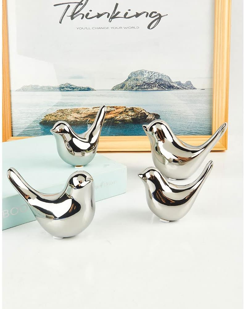 Small Animal Statues Home Decor Modern Style Birds Decorative Ornaments / Silver / ML