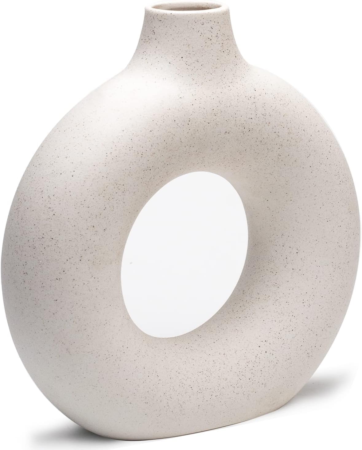 Donut Vase Hollow Ceramic Vase for Flowers Handmade Minimalist Boho ins Style / Medium / White