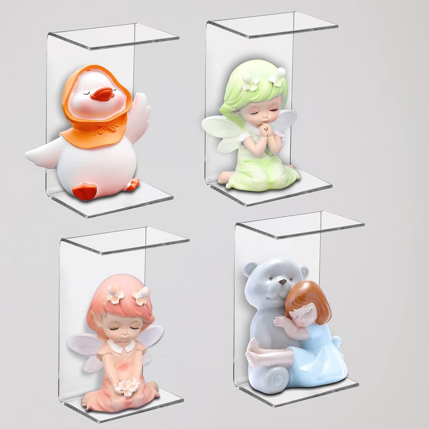 Display Stand for Figures / Clear / 4.4 x 3.2 x 2.2 / Set of 16