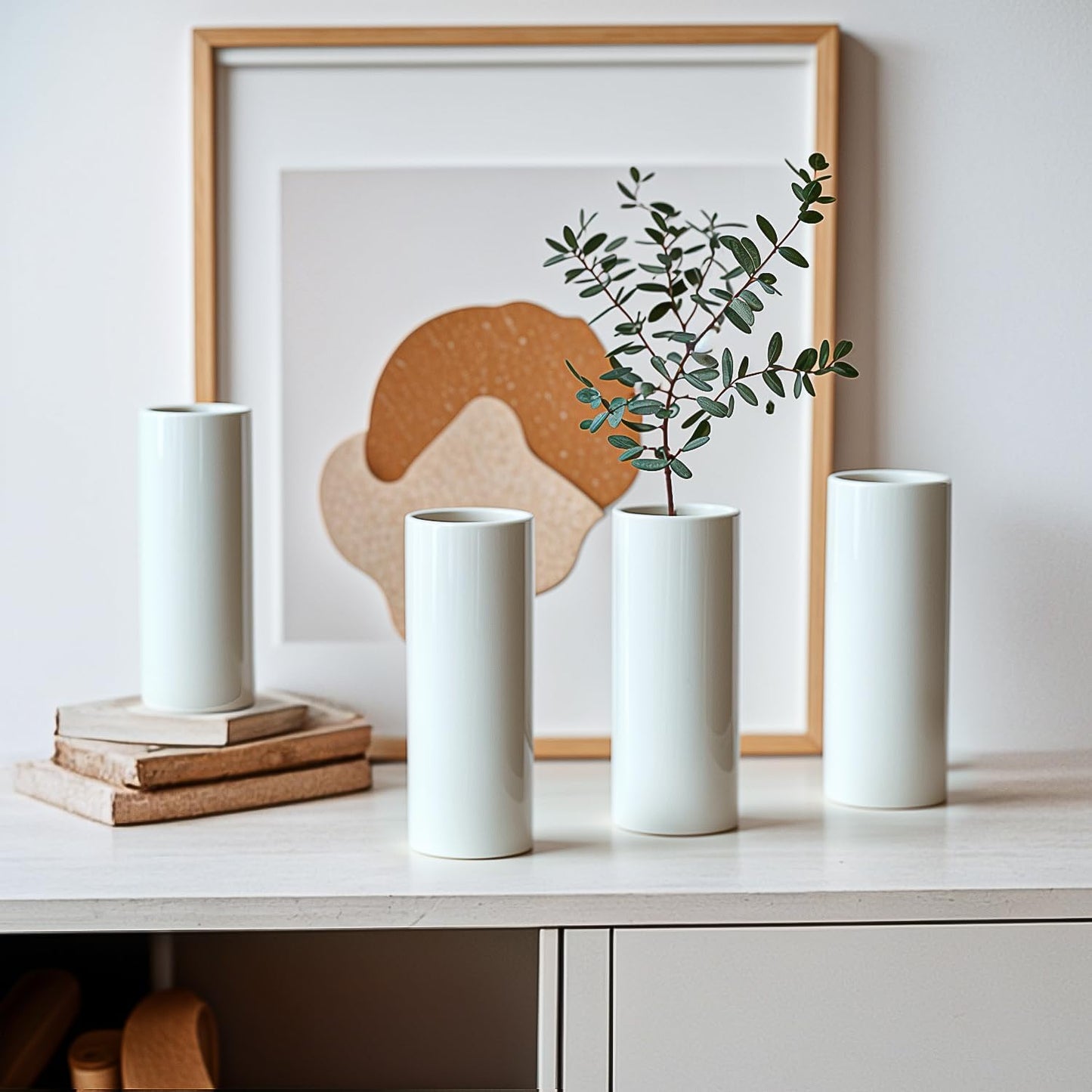 5.51'' Small Modern White Ceramic Vase / White - Style 3 / Set of 10