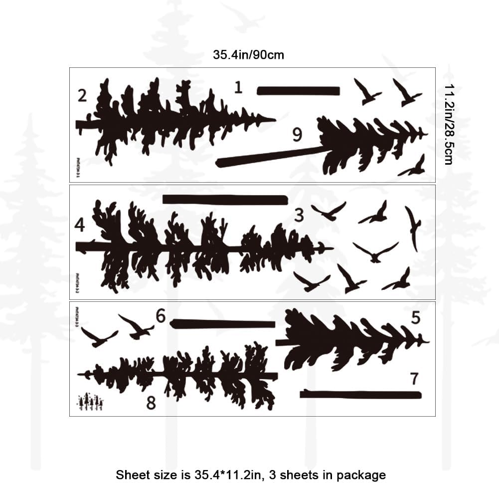 Large Pine Trees Wall Decals Forest Wall Stickers Christmas Decoration / Blcak Tree / Black