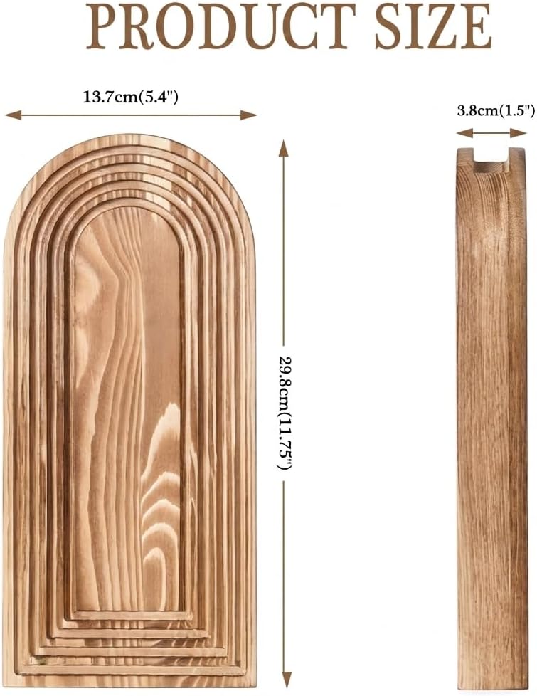 Wooden Wall Vases / Brown+dried Flowers / 2 PC / Set of 2