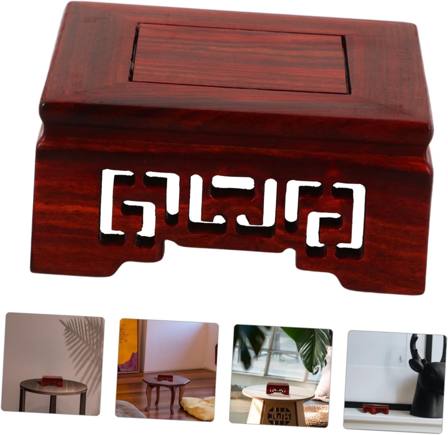 Wood Base Display Stand for Teapot / Brownx4pcs / 8.00 x 8.00 x 3.50 / Cmx4pcs / Set of 4