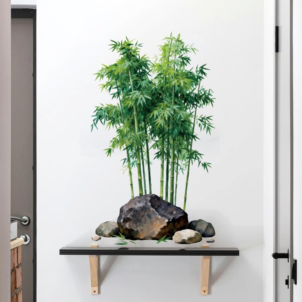 Wall Stickers Decals Decor Removable Peel and Stick / Bamboo and Stone / 15 x 23.6