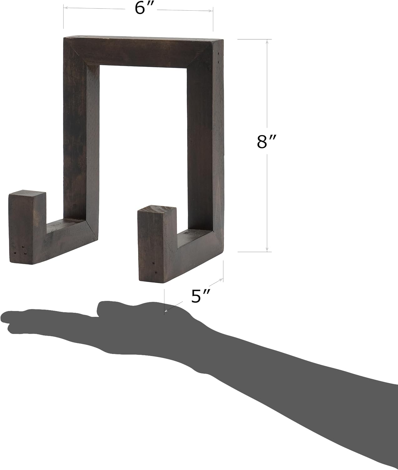 8" Tall Decorative Farmhouse Wooden Display Plate Stand and Art Holder Easel / Dark Brown