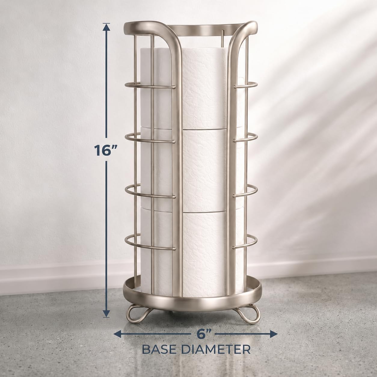 BROOKSTONE Toilet Paper Holder Stand Reserve - Free Standing Toilet Paper Stand with Storage that Holds Mega Rolls
