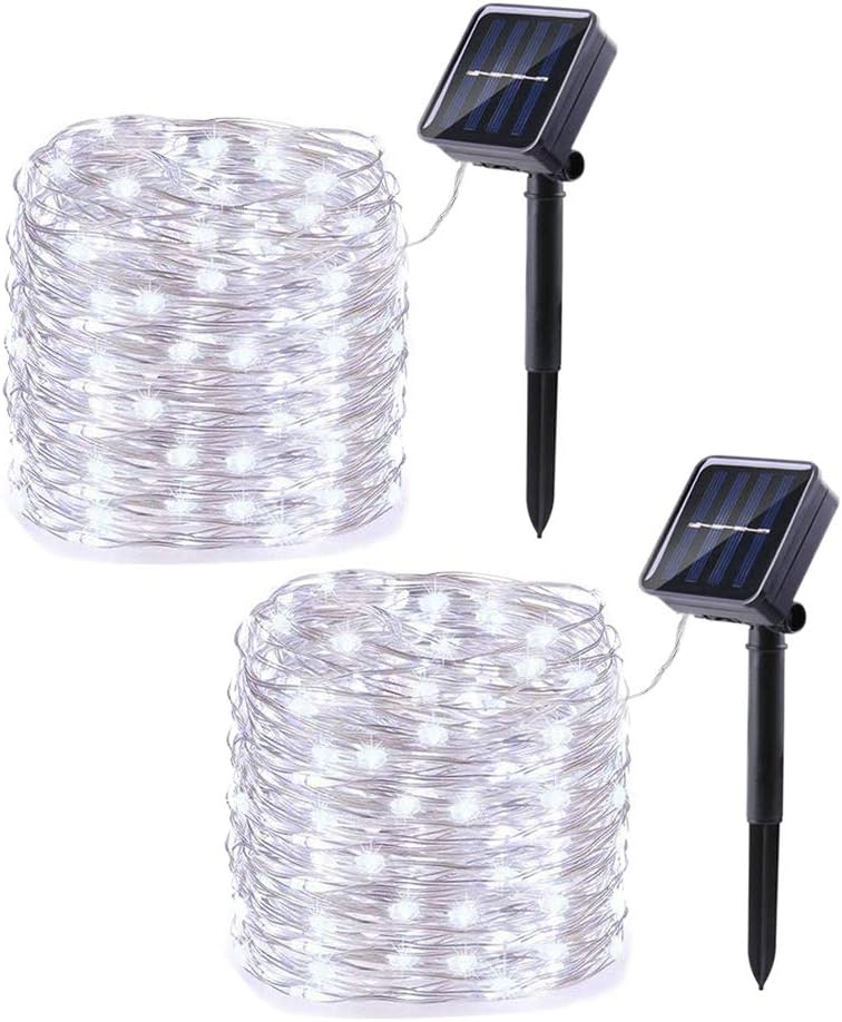 Lomotech Solar Fairy Lights Outdoor, 2 Pack Total 66ft 200 LED,White
