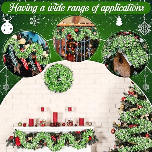 295 Feet Christmas Tinsel Garland, Lime Green, White, Silver