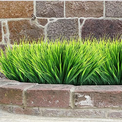 Ysleen 40 Bundles Artificial Grasses Outdoor UV Resistant Fake Plants No Fade Faux Grass Plastic Wheat Grass Greenery Shrubs Garden Porch Window Box Decorating Craft