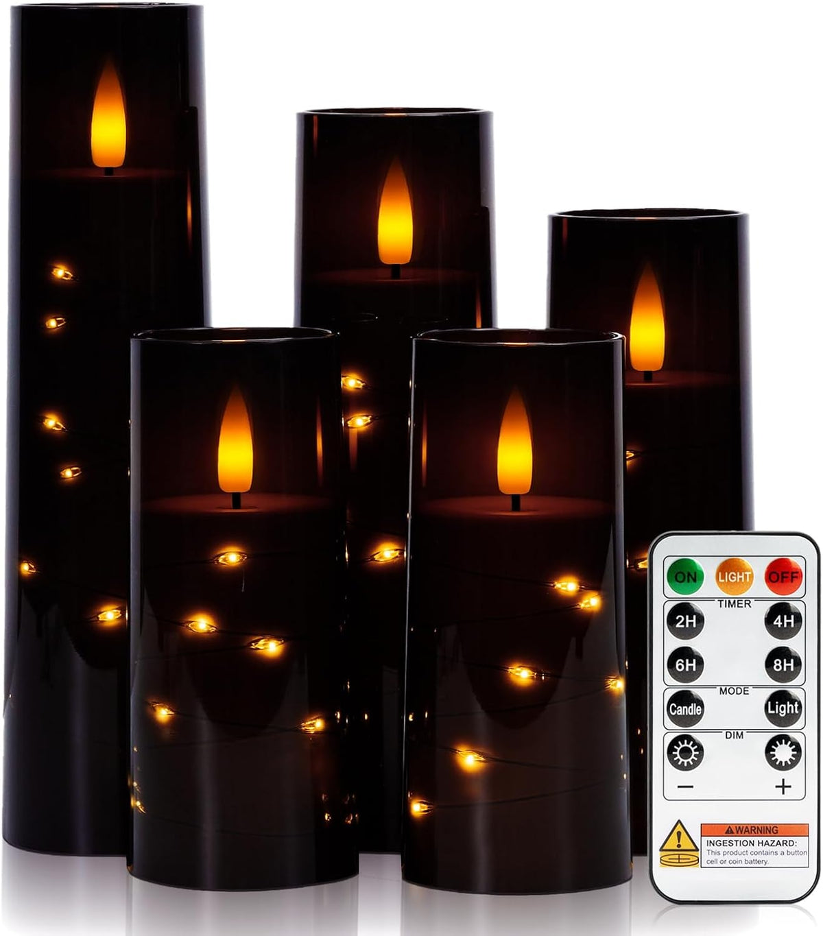 Raycare Black Halloween Flameless Battery Operated Candle with Remote Timer