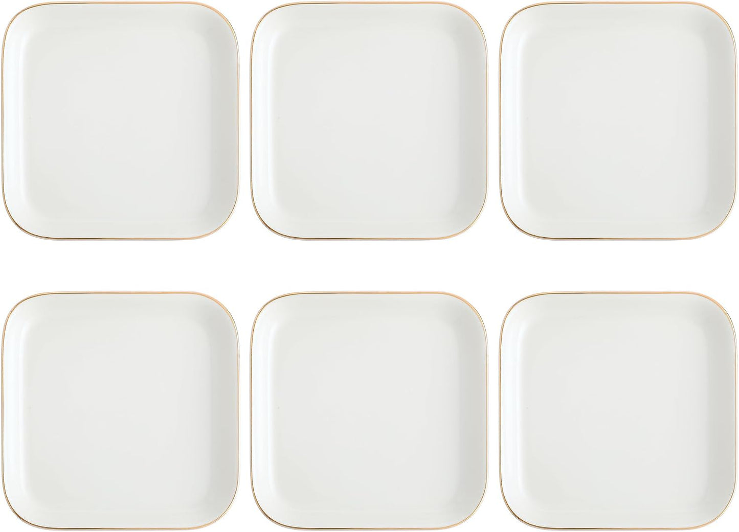 Ceramic Jewelry Tray in Ring Holder Trinket Dish / Square / White / 4.5 Inch / Set of 6