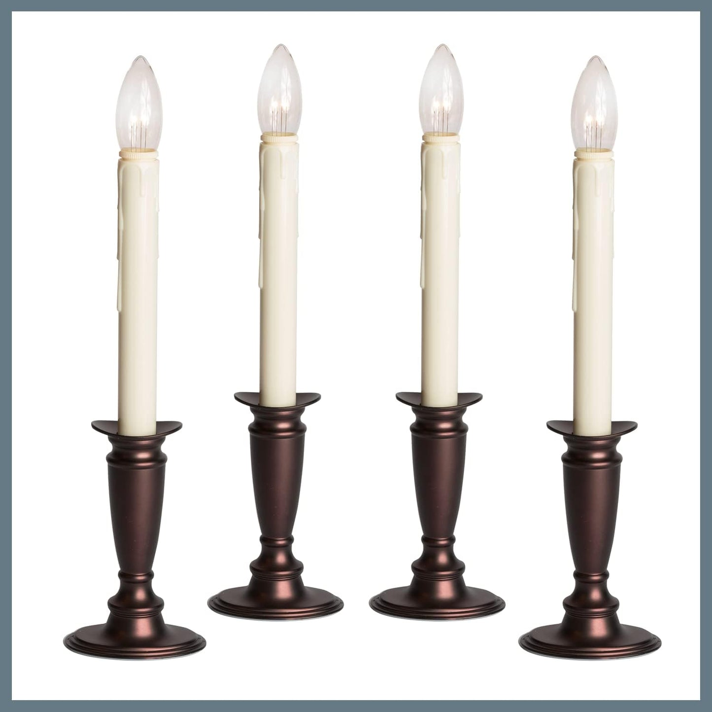 Celestial Lights Set of 4 Battery Operated Window Candles with Remote Control - (Antique Bronze)