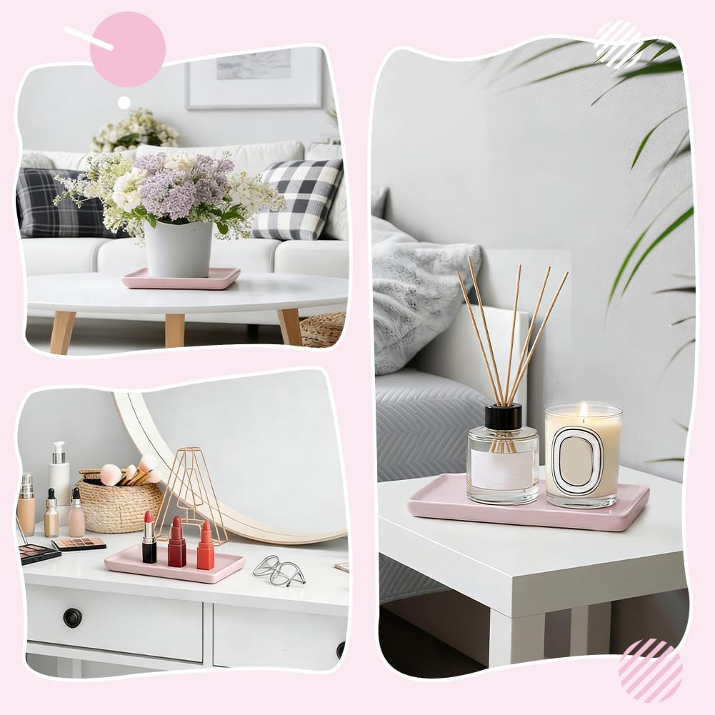 Bathroom Tray Countertop Ceramic Vanity Trays / Pink