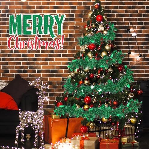 Shappy 90 ft 6 Rolls Christmas Tinsel Garland for Tree, Red and Green
