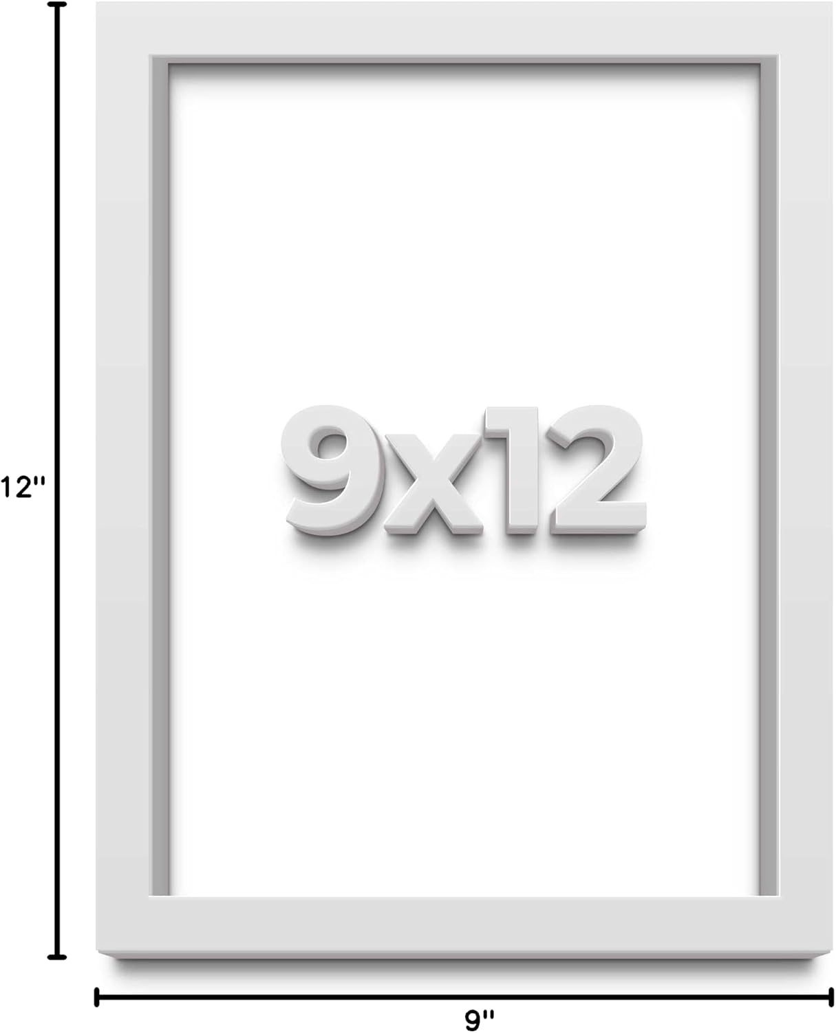 9x12 Shadow Box White Solid Pine Wood Picture Frame with Acid-Free Backing UV Acrylic & Hanging Hardware with 0.75"