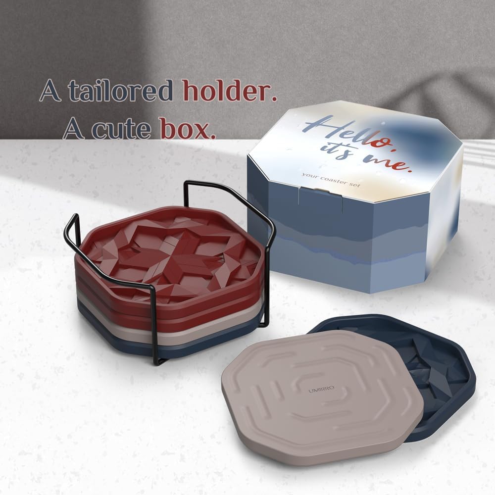 Tailored Holder / Modern Home Bar or Aesthetic / W/ Holder / 13. Burgundy and Blue / Set of 6