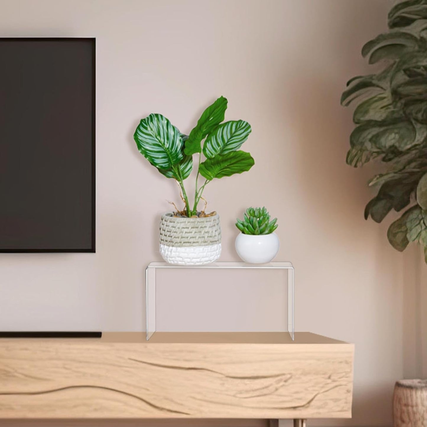 RattanView 2 Pcs 14 Inch Large Acrylic Risers Display Stands 5 mm Thick Acrylic Shelf Riser Showcase for Collectibles