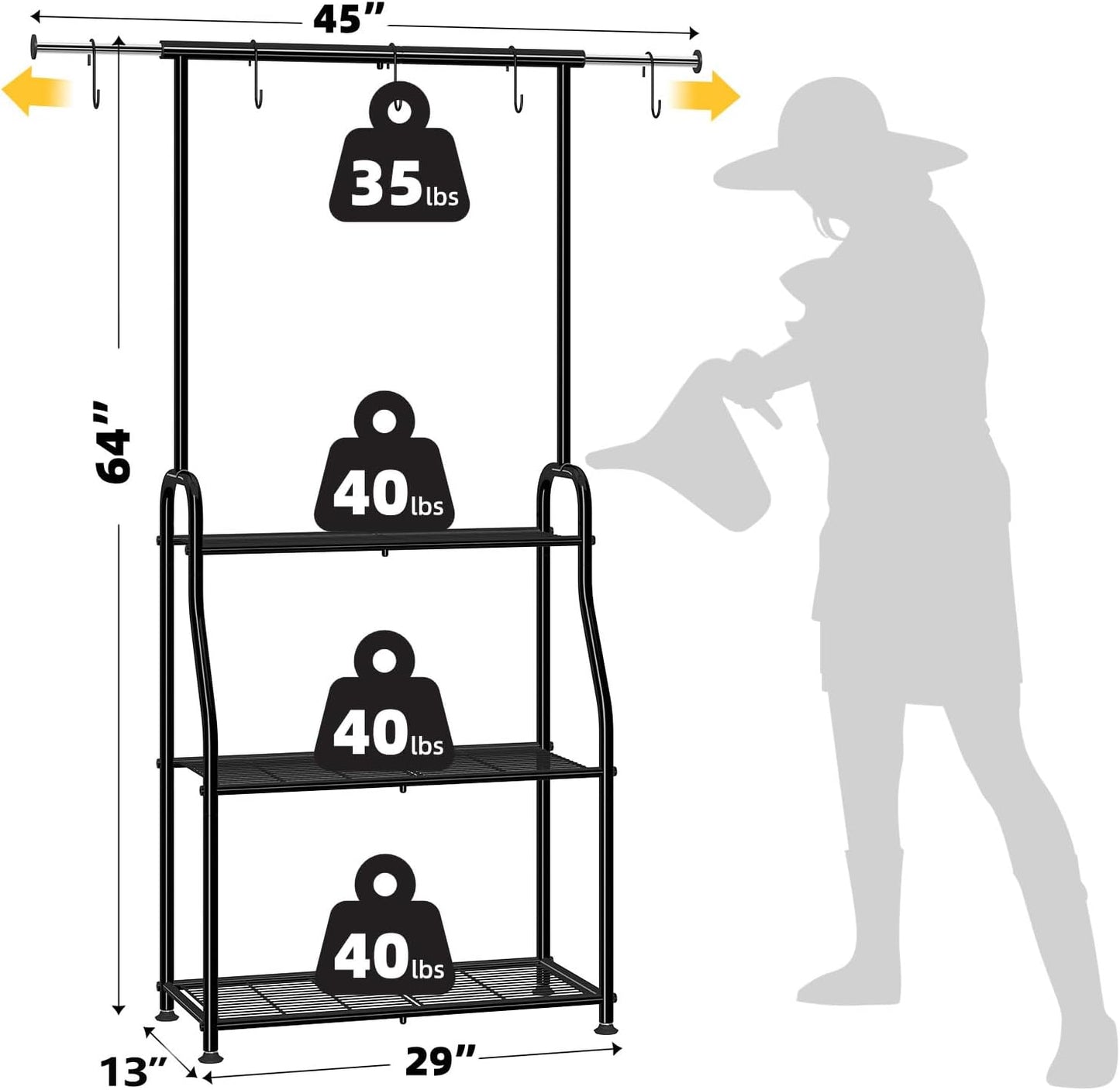Simple Trending Plant Stand Indoor Outdoor, Heavy Duty Metal 3 Tiered Hanging Plant Shelf for Multiple Flower Planter