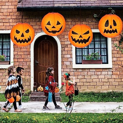 Retisee 24 Pcs Halloween Paper Lanterns Jack O Lantern 12 Inch,Pumpkin
