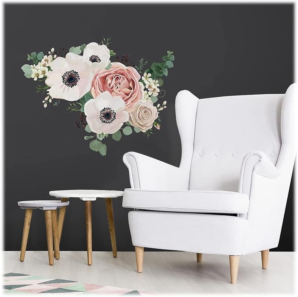 RMK3866GM Fresh Floral Peel and Stick Giant Wall Decals / 1 Count