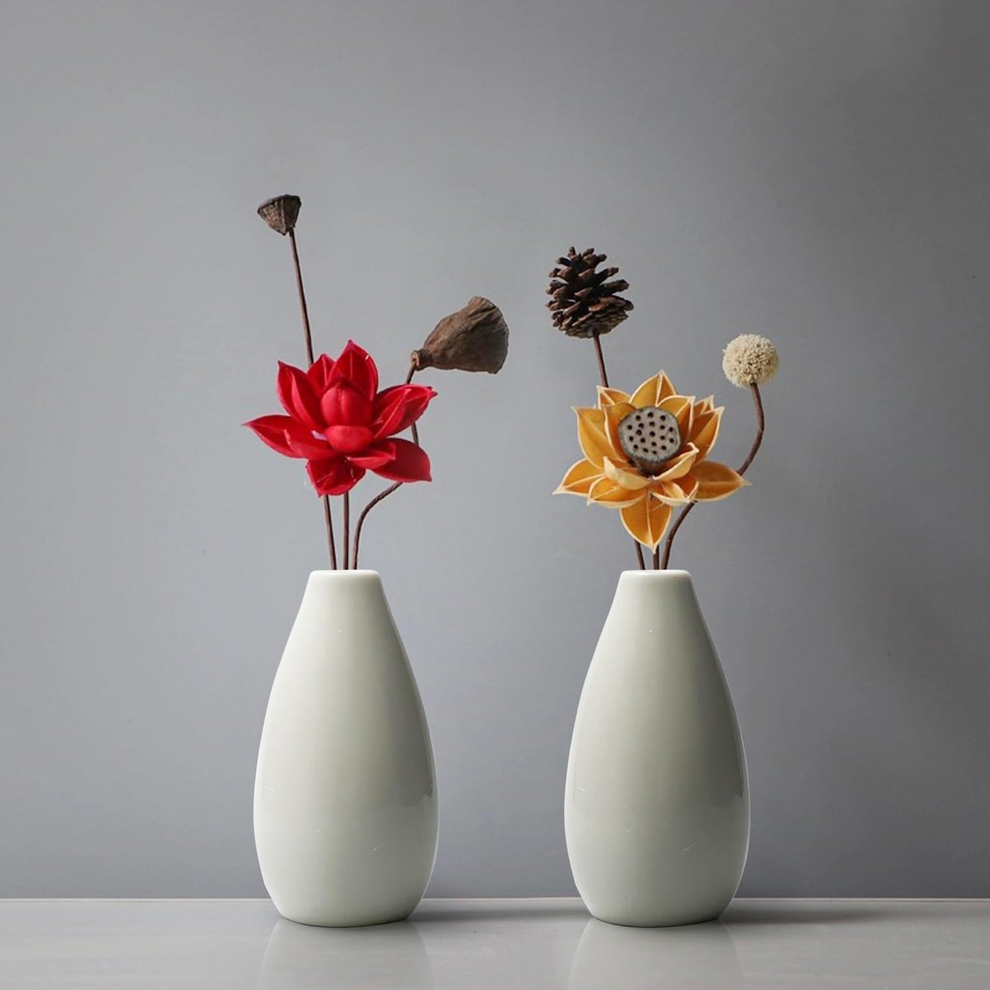 Modern Small Flower Vases / White - Style 11 / Set of 8