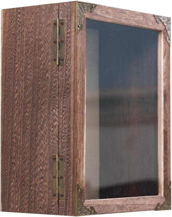 Deep Shadow Box Frame 8x10 with 4.7" Overall Depth, Rustic Carbonized Wood Display Case, Deep Wood Memory Box with