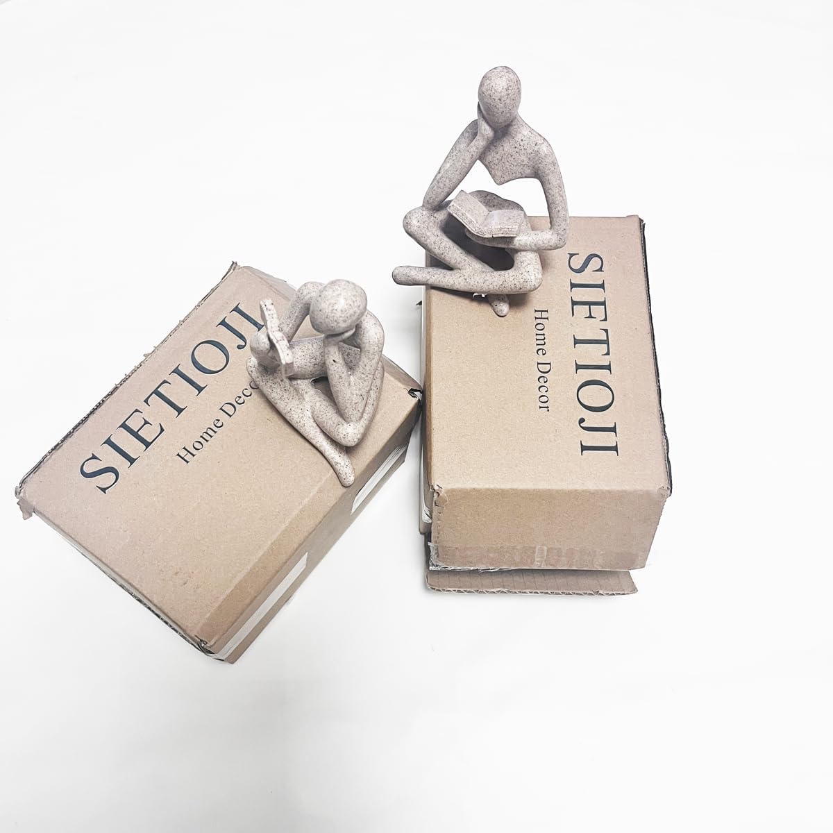 Home Decor Sandstone Reading Thinker Statue Modern Figurines Abstract Aesthetic Sculpture / Set of 2