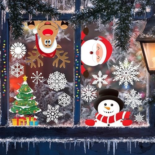 Christmas Decorations Indoor, Christmas Window Clings Stickers Decals Decor
