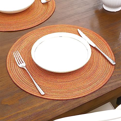 SHACOS Round Braided Placemats Set of 6 Fall Thanksgiving Place Mats